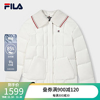 FILA 斐乐 女士羽绒服简约休闲宽松可拆卸领上衣 蒸汽白-IV 170/88A/L