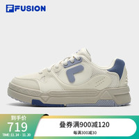 FILA 斐乐 FUSION斐乐潮牌BANK DX女鞋场下滑板鞋2023冬时尚厚底鞋 奶白/永恒蓝-GI 38.5