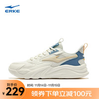 ERKE 鸿星尔克 休闲鞋男鞋秋冬厚底舒适老爹鞋运动鞋 微晶白/矿物蓝 39