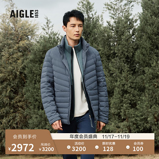 AIGLE艾高20WR防泼水保暖轻量鹅绒羽绒服男士外套 岩蓝灰 AQ422 L(180/96A)