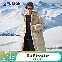 FILAFUSION斐乐潮牌长款羽绒服保暖加厚男女装连帽上衣 深灰卡其-DK 190/108A/XXXL