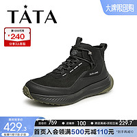 TATA 他她 2023时尚户外百搭拼接厚底高帮休闲鞋男新VDL02DD3 黑色（绒里） 40