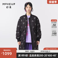 幻走（MOVEUP）.FUN系列棒球领大口袋设计师长款羽绒服女 夜黑 L