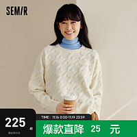 Semir森马毛衣女宽松时尚气质千鸟格套头衫文艺 白色调00311 165/88A/L