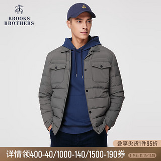 布克兄弟（BrooksBrothers）男士纯色鸭绒休闲外套 0003-黑灰色 L