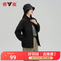 雅鹿【摇粒绒】男女同款立领休闲服简约百搭保暖外套JDL 黑色(女款） 170/M