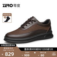 零度Zero男鞋冬时尚百搭真皮柔软舒适黑色日常休闲鞋子男 暗棕 38