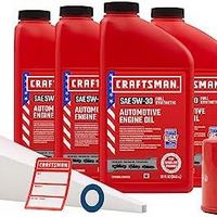 CRAFTSMAN 换油套件兼容4 夸脱 5W-30 全合成 - 套装:4 夸脱油,1 个过滤器,1 个排水塞,1 个换油贴纸