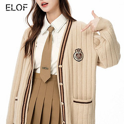 ELOF 美式学院风针织开衫毛衣女刺绣长袖衬衫外套韩系气质四件套装