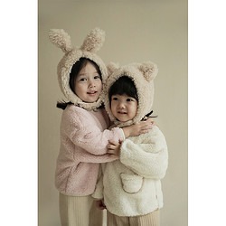幼悠 女童冬装新款儿童加绒加厚毛毛衣外套中小童保暖洋气韩版棉衣