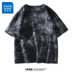 JEANSWEST 真维斯 扎染短袖男渐变高级感春季新款大码休闲潮牌T恤女