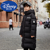 迪士尼（Disney）儿童羽绒服2023女童中长款童装男大童加厚男孩洋气外套 黑色 120cm