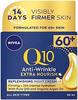 NIVEA 妮维雅 Q10 Power 60+ 皮肤抗皱+补水晚霜（50 毫升），含辅酶 Q10 的女士夜间保湿霜，晚霜