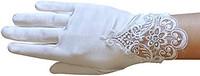 ZaZa 新娘女孩缎面手套,带刺绣和水钻装饰