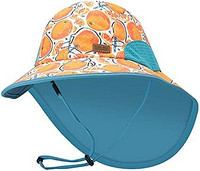婴儿太阳帽男孩女孩夏季 UPF 50+ *幼儿沙滩帽颈部翻盖儿童帽带宽帽檐