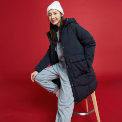 特步运动羽绒服_xtep 特步 连帽保暖羽绒服中长款女上衣外套冬季多少