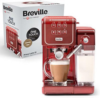 Breville 铂富 VCF147X Prima Latte III 全自动咖啡机 | 用于浓缩咖啡、卡布奇诺和牛奶咖啡 | 红色