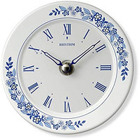 RHYTHM 台钟，挂钟，有田烧，装饰钟，蓝色，φ12x3.5cm 4SG802SR04