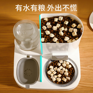  疯狂的主人 猫碗  自动喂食器灰色+不锈钢碗
