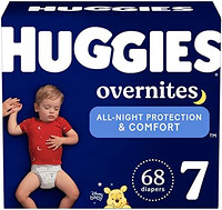 HUGGIES 好奇 隔夜纸尿裤 7 号(41 磅以上),68 克拉,Huggies Overnites 夜间婴儿纸尿裤