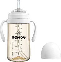 UBMOM 防溢,防回流吸管杯,带吸管,PPSU 学习杯带手柄,适合婴幼儿,不含 BPA,9.4 盎司(约 268.5 克)(云)