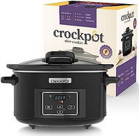 CROCK-POT 升降和服务式数字慢炖锅，带有锅盖和可编程倒数计时器，4.7升，CSC052,220 / 240伏