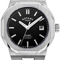 Rotary 男式自动不锈钢Regents 手表 GB05410(黑色表盘), 黑色表盘, 41mm, 手镯