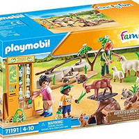 prime会员：playmobil 摩比世界 71191 家庭乐趣宠物动物园，动物玩具，兔笼，野餐和访客，4 岁以上儿童玩具