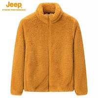 Jeep 吉普 女装2023冬季新款长袖立领摇粒绒保暖开衫抓绒衣羊羔绒外套439138 黄色 S