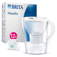 BRITA 碧然德 Marella 滤水壶白色（2.4 升）年度装 含 12x MAXTRA PRO All-in-1 滤盒