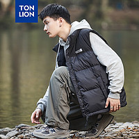 TONLION 唐狮 羽绒服背心男23冬季短款立领拼接 黑色 M