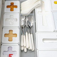inomata 日本进口inomata十字收纳盒一次性手套带盖厨房桌面小盒子整理盒