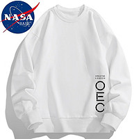 NASA BASE卫衣男秋冬季潮流青年印花圆领长袖t恤打底衫上衣服 WY002白色 XL
