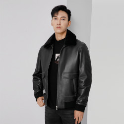 限尺码lilanz利郎官方防风羊皮革皮衣外套男冬季时尚通勤男式皮衣