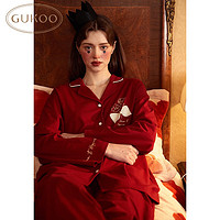 GUKOO 果壳 花花系列长袖舒适三色开衫家居服