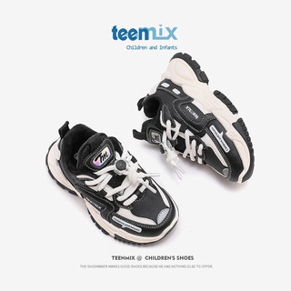 TEENMIX 天美意 男女童鞋子冬季老爹鞋加绒儿童运动鞋