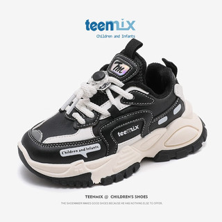 TEENMIX 天美意 男女童鞋子冬季老爹鞋加绒儿童运动鞋