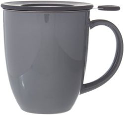 FORLIFE 芙莱馥 Uni-Mug 冲泡咖啡杯，带盖和茶盖，16盎司（约473.12 毫升），灰色