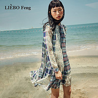 LIEBO 裂帛 Feng2023年夏新商场同款甜酷风系带花边雪纺长袖连衣裙