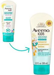Aveeno 艾惟诺 儿童 Continuous Protection 氧化锌矿物防晒乳液，适用于儿童敏感皮肤