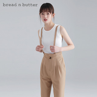 bread n butter 面包黄油 欧美ins无袖针织背心全棉微弹内搭纯色打底上衣女 花灰色 0/165S