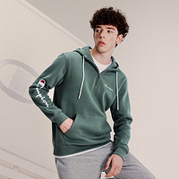 Champion 冠军上衣23秋冬新款刺绣草写logo半拉链连帽加绒卫衣男款