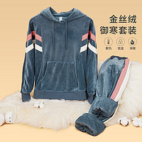 CAMEL 骆驼 运动套装女秋冬金丝绒保暖两件套连帽运动瑜伽服