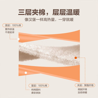 红豆男装 红豆儿童保暖内衣套装男中大童秋冬三层保暖空气层套装秋衣秋裤 H2S5089