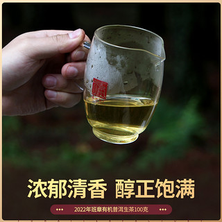 福海茶厂 2022班章有机茶100g云南西双版纳普洱生茶大白菜乔木饼