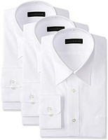 [科纳卡] 男士衬衫 商务基础款 白纯色 长袖 形态稳定加工 3件装套装 KZ_YS-WH-RG-3