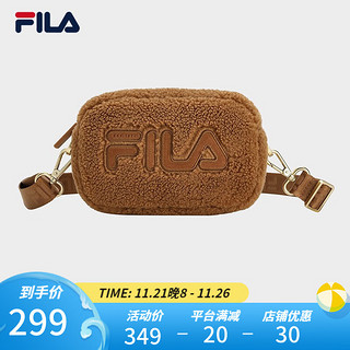 FILA 斐乐 女子挎包2023冬时尚休闲斜挎包单肩包盒子包包 浅棕-BG XS