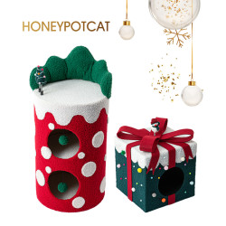 HONEYPOT CAT 蜜罐猫 爬架猫窝猫树一体圣诞节猫桶礼品盒冬季温暖多层猫窝221225
