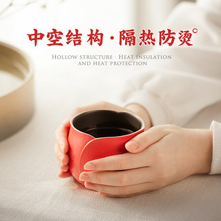 万仟堂茶具茶杯水杯子陶瓷杯家用水杯泡茶杯爱心玫瑰