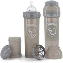 TWISTSHAKE 2 x 防胀气婴儿奶瓶,带奶粉容器和搅拌器 - 330毫升